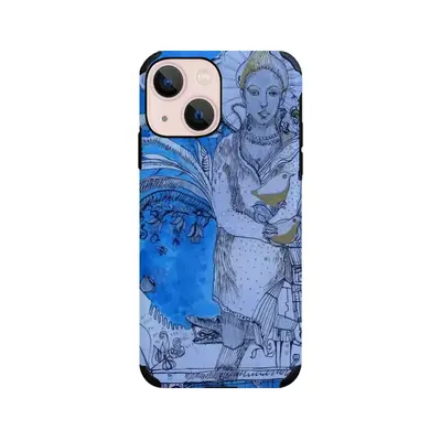 Drawing Ink - Blue Diva iPhone13 Mini Phone Case (Leather)