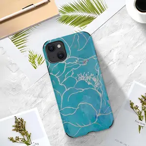 Turquoise Peony iPhone13 Phone Case (Leather)