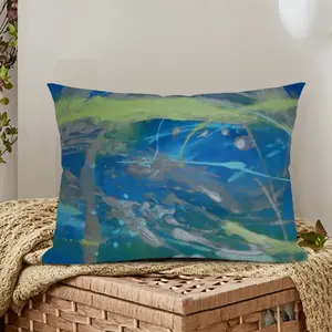 Lime Green Blue Polyester Pillow (Rectangle, Multi-Size)