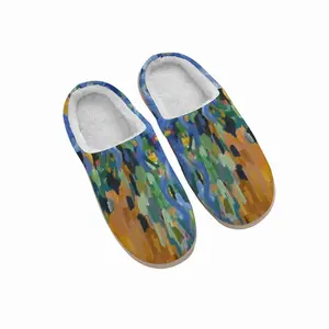 Men Blue Irises Winter Cotton Slippers