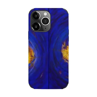 Centrifugal Blue Circles Attached Yellow iPhone13 Pro Phone Case (Leather)