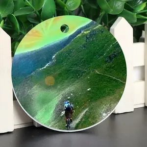 Biking In Hell Circular Pendant (Aluminum)