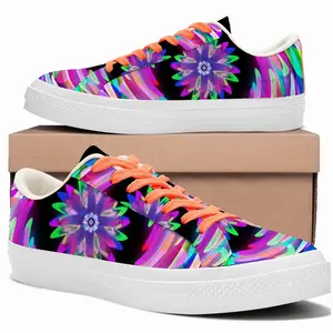 Men Flowers Space Low Top Canvas Shoes