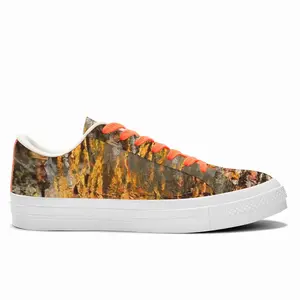 Men Fire Cooking Still Life Impressionism Low Top Canvas Shoes