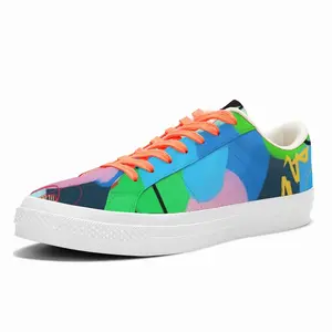 Men Cerulean Skies And Coral Heart Low Top Canvas Shoes