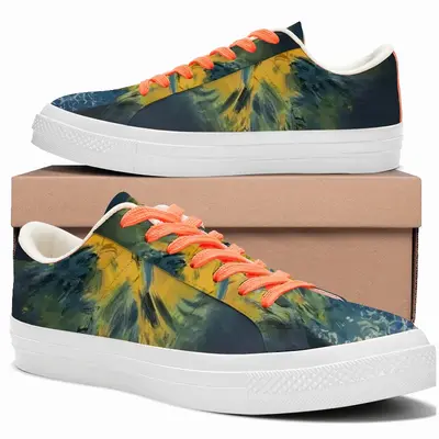 Men Blue And Yellow Bouquet Of Flowers Low Top Canvas Shoes