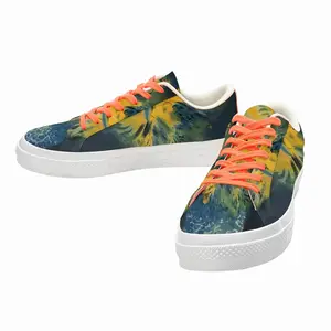 Men Blue And Yellow Bouquet Of Flowers Low Top Canvas Shoes