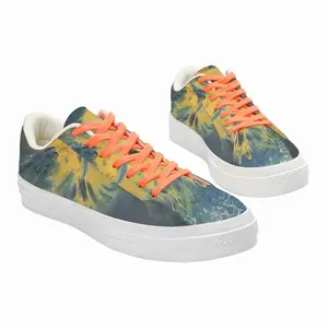 Men Blue And Yellow Bouquet Of Flowers Low Top Canvas Shoes