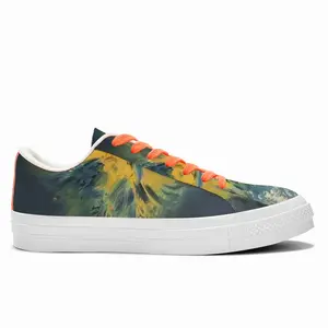 Men Blue And Yellow Bouquet Of Flowers Low Top Canvas Shoes