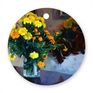 Flowers In The House Of The Artist Circular Pendant (Aluminum)