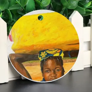 African Girls Circular Pendant (Aluminum)