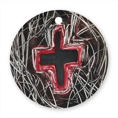 Black Cross Circular Pendant (Aluminum)