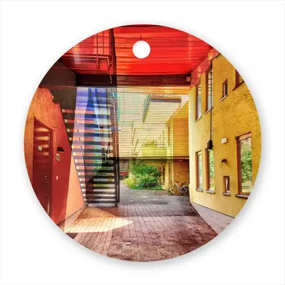 Red & Yellow Circular Pendant (Aluminum)