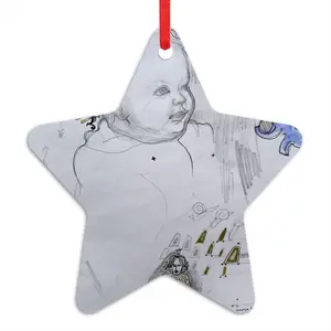 Baby - Drawing Pencil Star Pendant (Aluminum)