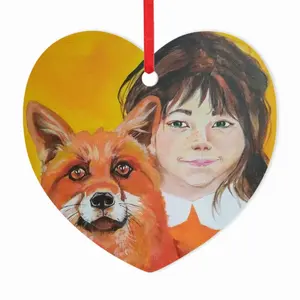 Little Girl With A Fox Heart Shaped Pendant (Aluminum)