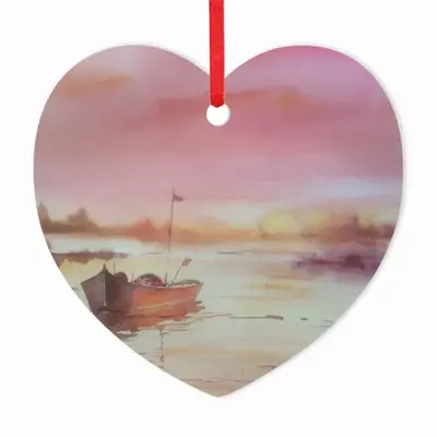 The Boat And Sunset Heart Shaped Pendant (Aluminum)