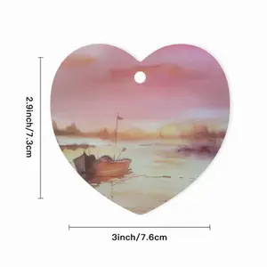 The Boat And Sunset Heart Shaped Pendant (Aluminum)