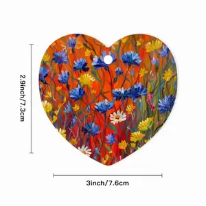 Cornflowers In The Meadow 20X16 Hand Painted Heart Shaped Pendant (Aluminum)