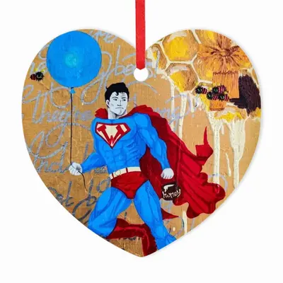 Winnieman - Superman Gold Honey Heart Shaped Pendant (Aluminum)