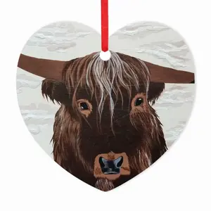 Bull - Red Bull Taurus Animals Buffalo Wild Heart Shaped Pendant (Aluminum)