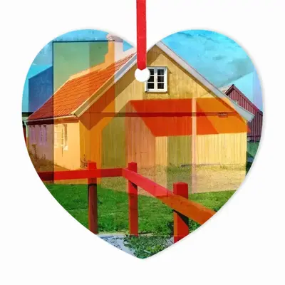 Red Fence Heart Shaped Pendant (Aluminum)