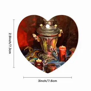 Still Life With Samovar And Candles Heart Shaped Pendant (Aluminum)