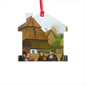 Klezmers In Shtetl Hut Pendant (Aluminum)