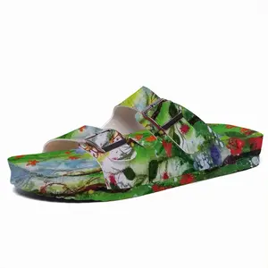 Men Flowers Along The Road Cork Sandals