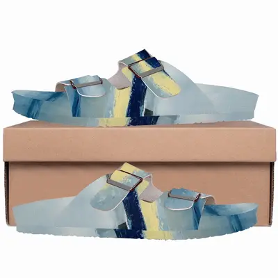 Men Blue Abstract Cork Sandals