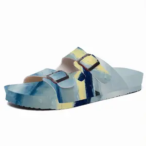 Men Blue Abstract Cork Sandals