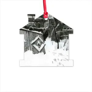 Old Yard In Winter Hut Pendant (Aluminum)