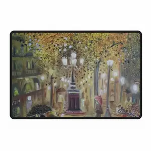 Barcelona On A Rainy Night Polyester Mats (Black Side)