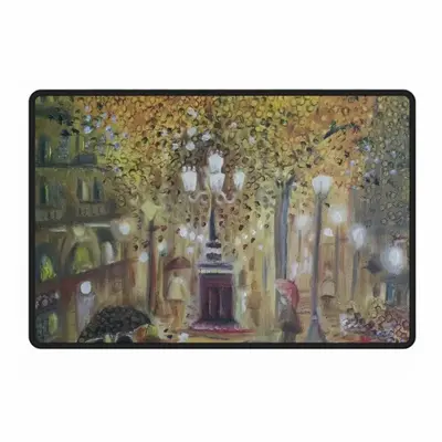 Barcelona On A Rainy Night Polyester Mats (Black Side)