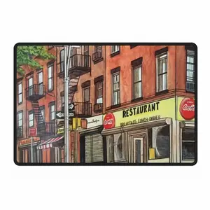 Corner Restaurant New York City Polyester Mats (Black Side)