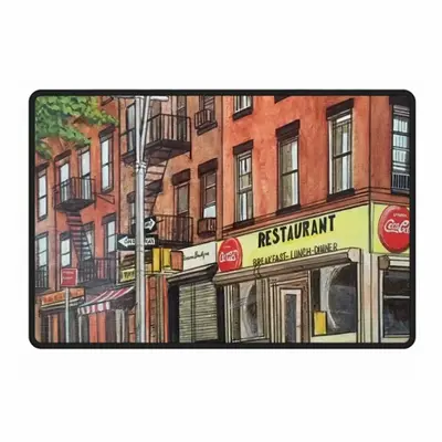 Corner Restaurant New York City Polyester Mats (Black Side)