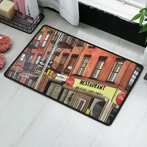 Corner Restaurant New York City Polyester Mats (Black Side)