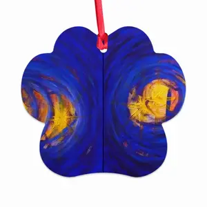 Centrifugal Blue Circles Attached Yellow Cloud Pendant (Aluminum)