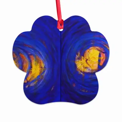 Centrifugal Blue Circles Attached Yellow Cloud Pendant (Aluminum)