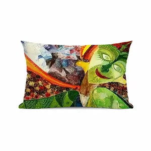 Frida Green Fragment I Polyester Pillow (Rectangle, Multi-Size)