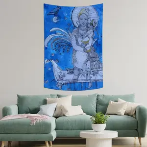 Drawing Ink - Blue Diva Wall Tapestry (Multi-Size, Vertical)