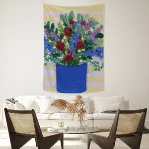 Blue Vase Wall Tapestry (Multi-Size, Vertical)