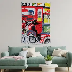 Lisbon Tuk-Tuk Wall Tapestry (Multi-Size, Vertical)