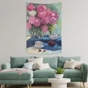 Still Life With Peonies Wall Tapestry (Multi-Size, Vertical)