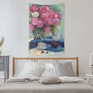 Still Life With Peonies Wall Tapestry (Multi-Size, Vertical)