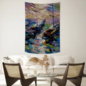 Sailboats At The Sunset Wall Tapestry (Multi-Size, Vertical)