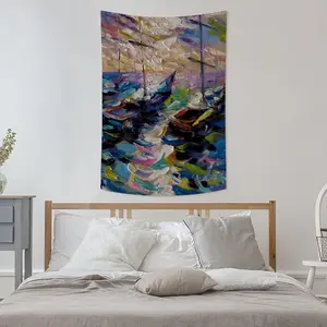 Sailboats At The Sunset Wall Tapestry (Multi-Size, Vertical)