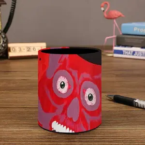 Buenos Dias Amigo - Red Skull Dead Halloween Mexico Muertos Calavera Catrina Pen Holder (Round)