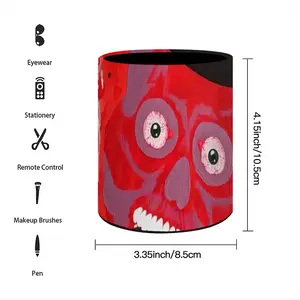 Buenos Dias Amigo - Red Skull Dead Halloween Mexico Muertos Calavera Catrina Pen Holder (Round)