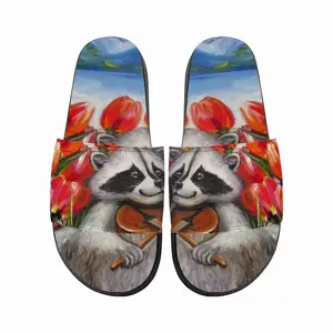 Men Raccoon Celebrating Spring Slip On Slippers