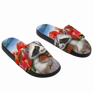 Men Raccoon Celebrating Spring Slip On Slippers